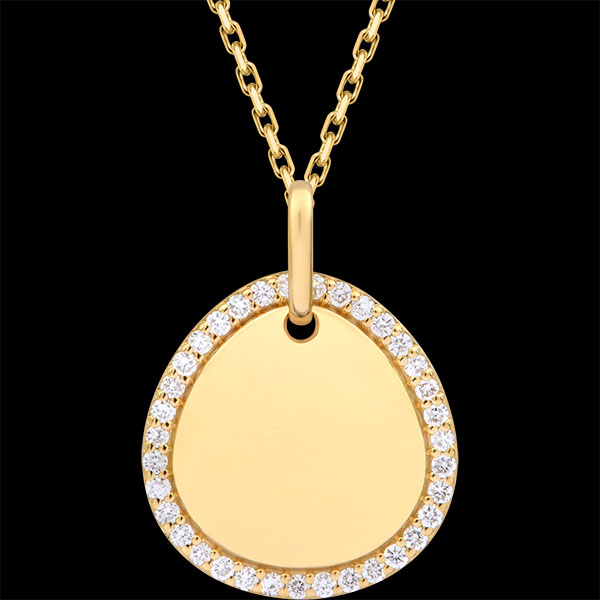 Médaille à graver sertie Aveline – Or jaune 18 carats et diamants de synthèse