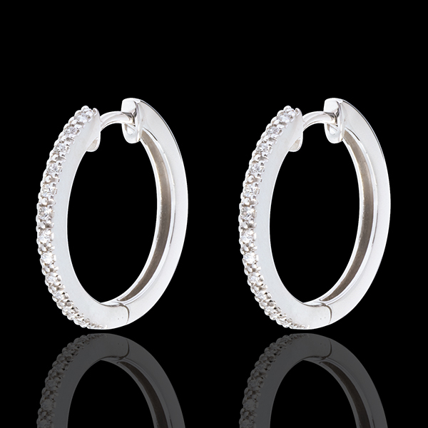 Orecchini a cerchio semi pavé - Oro bianco - 18 carati - 26 Diamanti - 0.09 carati
