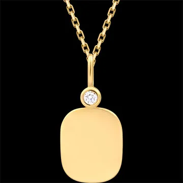 Medaglia barilotto da incidere Églantine – Oro giallo 18 carati e diamante sintetico