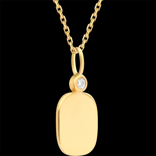 Médaille tonneau à graver Églantine – Or jaune 18 carats et diamant de synthèse