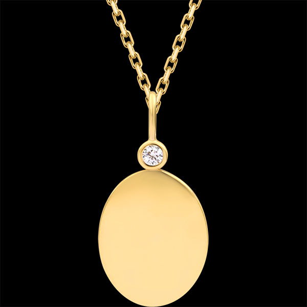 Médaille ovale sertie Élodie – Or jaune 9 carats et diamants de synthèse