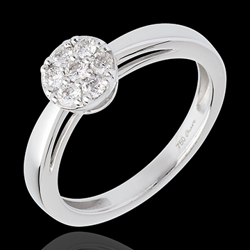 Anello Semisfera pavé - Oro bianco - 18 carati - Diamante - 0.26 carati