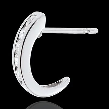 1/2 Orecchini Mezza Luna pavé oro bianco - 0.2 carati - 6 diamanti
