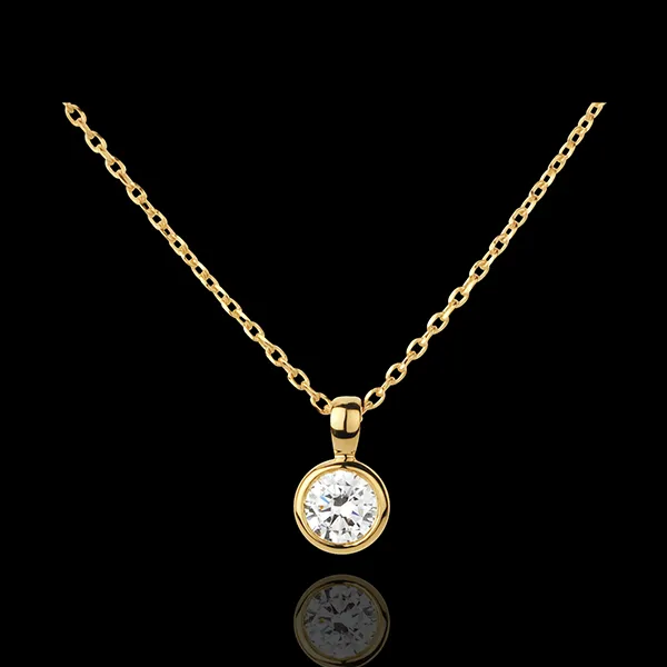 Collana Bambolina Solitario - Oro giallo - 18 carati - Diamante - 0.51 carati