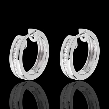 Créoles or blanc 9 carats diamants - serti rail - 0.24 carats - 22 diamants