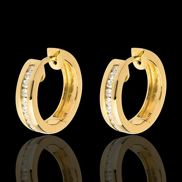 Orecchini a cerchio - Oro giallo - 18 carati - 22 Diamanti - - incastonatura a binario - 0.24 carati