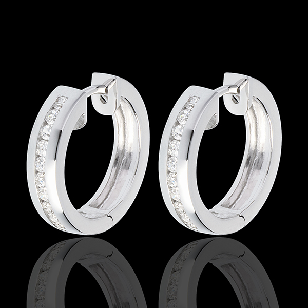 Créoles or blanc 18 carats diamants - serti rail - 0.33 carats - 22 diamants