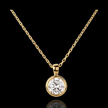 Collana Bambolina Solitario - Oro giallo - 18 carati - Diamante - 1 carato