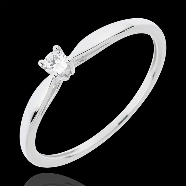 Anello Solitario Ramoscello -Oro bianco - 18 carati - Diamante 