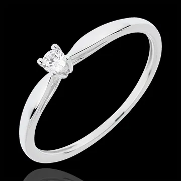 Anello Solitario Ramoscello -Oro bianco - 18 carati - Diamante 