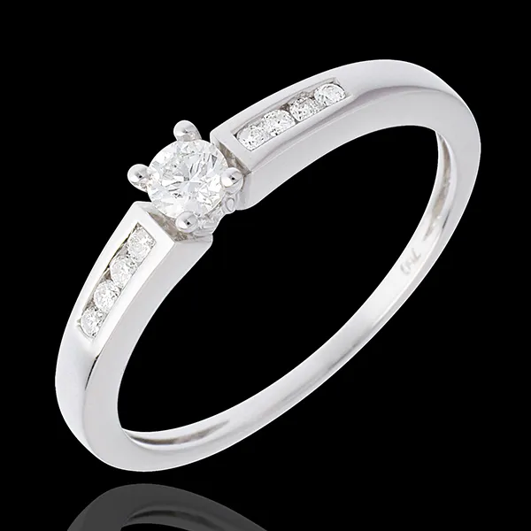 Solitaire Octave or blanc 18 carats - diamant 0.13 carat