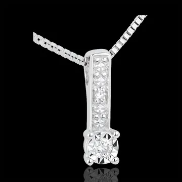 Collana Solitario Thémis - Oro bianco - 18 carati - 2 Diamanti