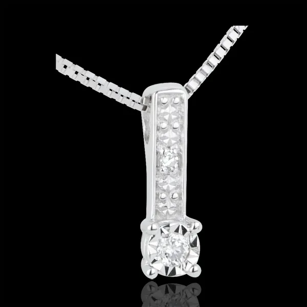Collier solitaire Thémis - 0.02 carat - or blanc 9 carats