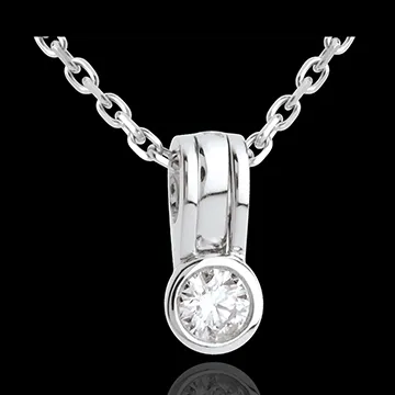 Pendentif mousqueton diamant - or blanc 18 carats - 0.21 carat