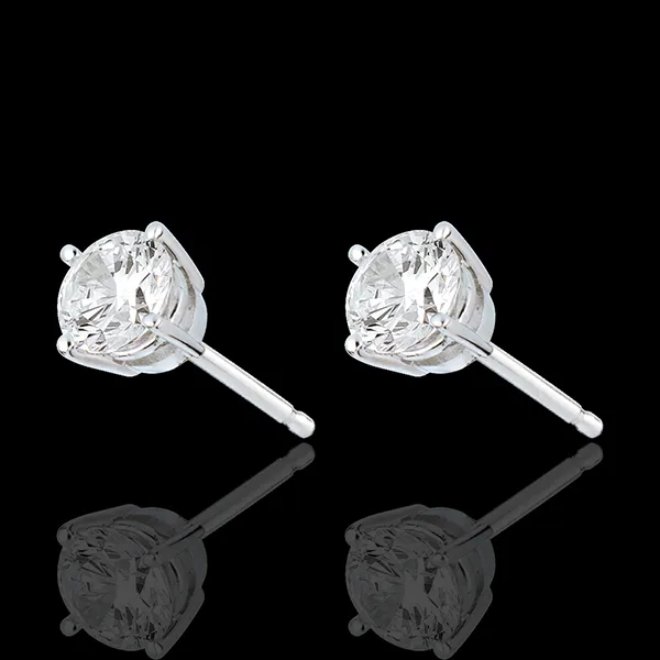 Boucles d'oreilles or blanc 18 carats - diamant 4 griffes - 1 carats