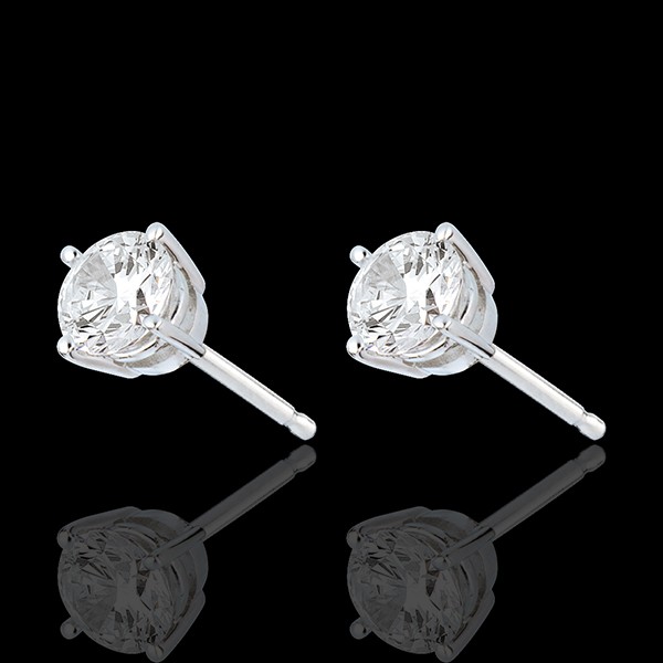 Boucles d'oreilles or blanc 18 carats - diamant 4 griffes - 1 carats