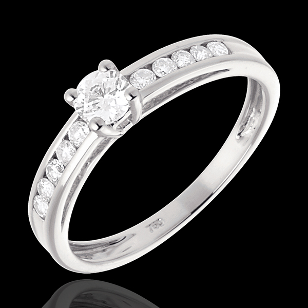 Solitario Schiarite - Oro bianco - 18 carati - 11 Diamanti - 0.39 carati 
