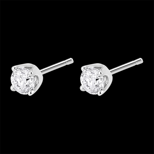 Boucles d'oreilles diamants synthétiques (TGM+) - puces or blanc 18 carats - 0.5 carat