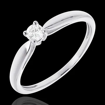 Solitaire roseau or blanc 18 carats - 0.1 carat