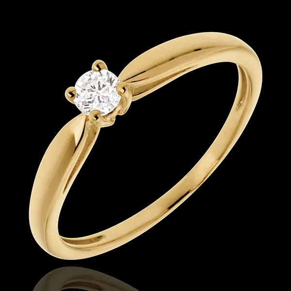 Solitaire roseau or jaune 18 carats - 0.1 carat
