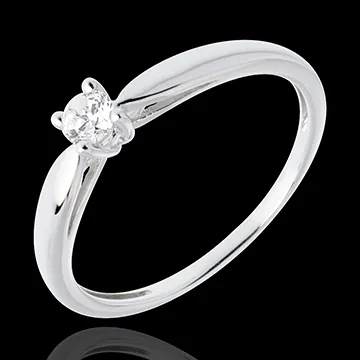 Solitario Ramoscello - Oro bianco - 18 carati - Diamante - 0.13 carati