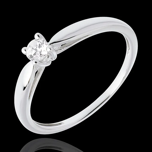 Solitaire roseau or blanc 18 carats - 0.14 carat