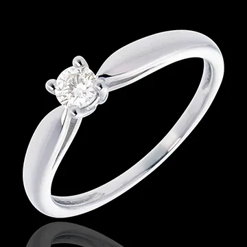 Solitario Ramoscello - Oro bianco - 18 carati - Diamante - 0.16 carati