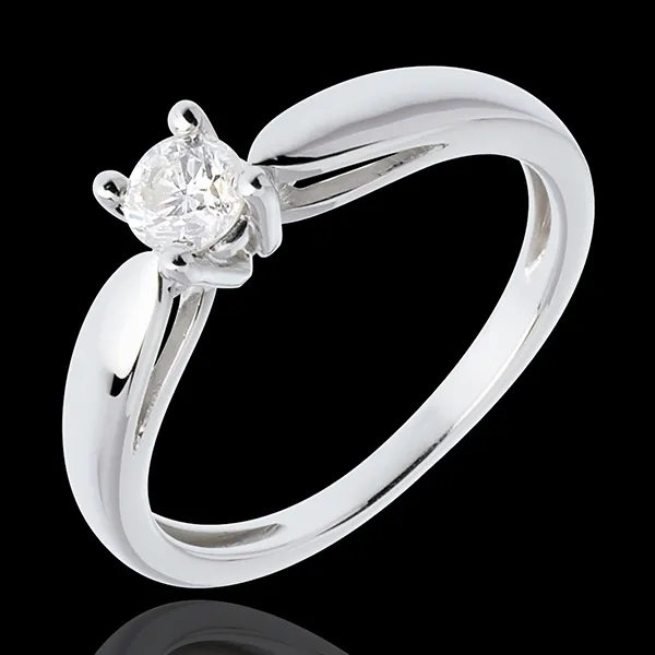 Solitario Ramoscello - Oro bianco - 18 carati - Diamante - 0.31 carati