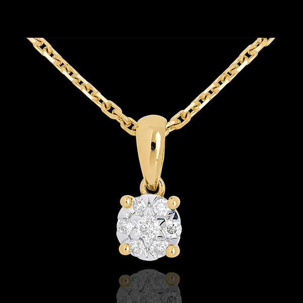 Ciondolo Punto luce pavé di diamanti - Oro giallo - 18 carati - 7 Diamanti - 0.14 carati
