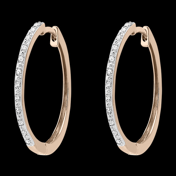 Créoles semi-pavées diamants - Noa - or rose 18 carats et diamants