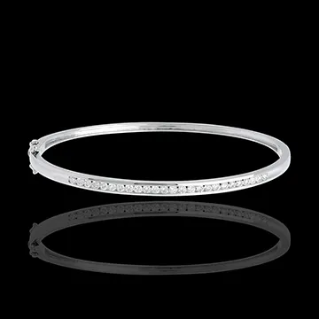 Bracelet Jonc barrette - or blanc 18 carats - 0.75 carats - 25 diamants
