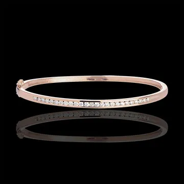 Bracelet Jonc barrette or rose 18 carats - 0.75 carats - 25 diamants