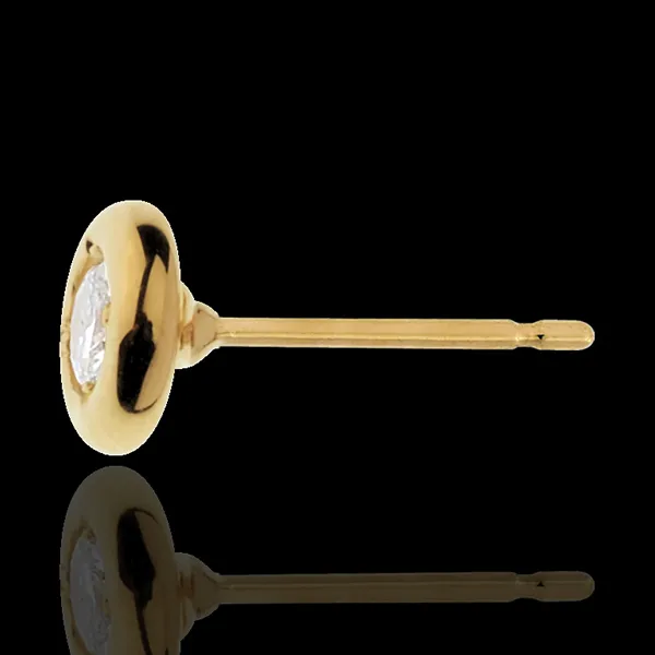 Orecchini Bambolina Solitario - Oro giallo - 18 carati - 2 Diamanti - 0.21 carati