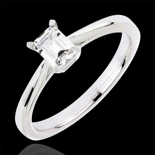 Bague Solitaire Pureté taille Émeraude - or blanc 18 carats