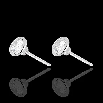 Orecchini Bambolina Solitario - Oro bianco - 18 carati - 2 Diamanti - 1.02 carati