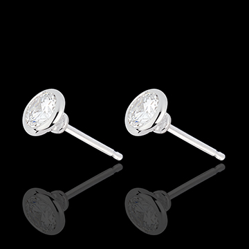 Boucles d'oreilles Poupée Solitaire or blanc 18 carats