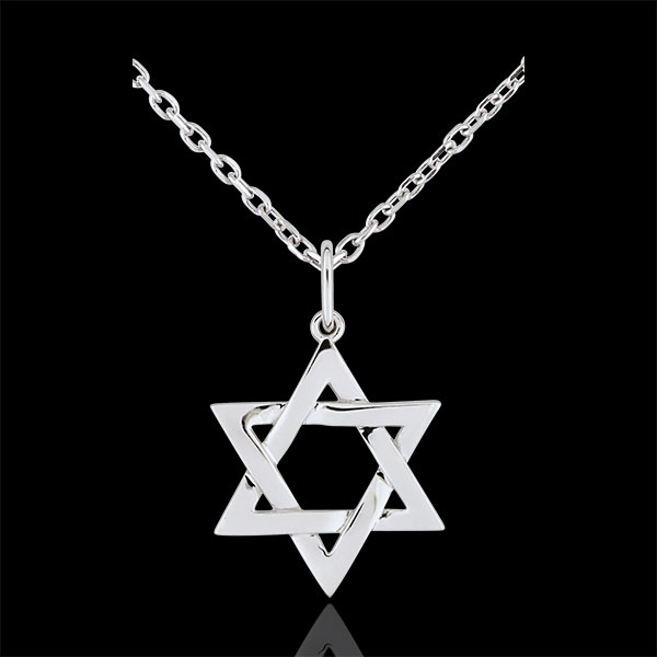Pendentif Étoile de David - or blanc 9 carats