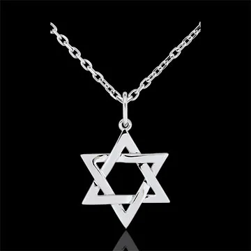 Pendentif Étoile de David - or blanc 9 carats