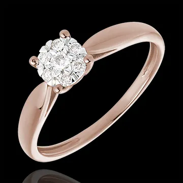 Bague roseau or rose 18 carats sphère pavée - 0.12 carat