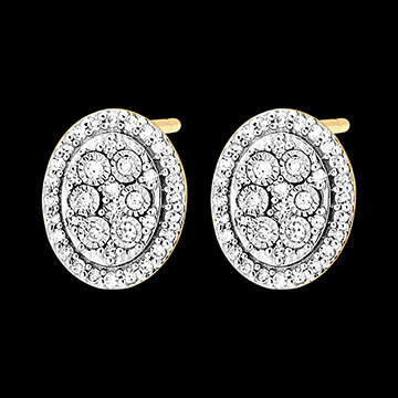 Puces Origine - Eclat Ovale - or blanc et jaune 9 carats et diamants