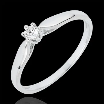 Anello Solitario Ramoscello - 6 Griffes - 0.07 carati - 18 carati