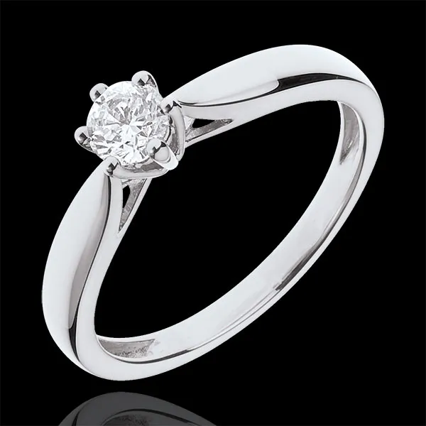 Bague Solitaire Roseau 6 griffes - or blanc 18 carats - 0.3 carat