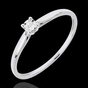 Bague Solitaire Roseau - 0.03 carat - or blanc 18 carats