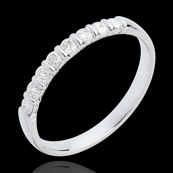 Alliance or blanc 18 carats semi pavée - serti barrettes - 0.25 carats - 8 diamants