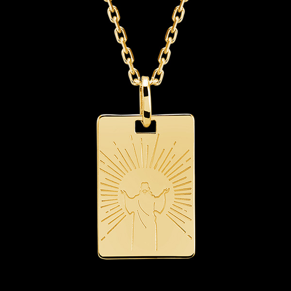 Médaille Christ - or jaune 9 carats