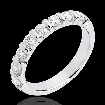 Alliance or blanc 18 carats semi pavée - serti barrettes - 0.75 carats - 8 diamants