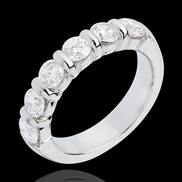 Alliance or blanc 18 carats semi pavée - serti barrettes - 1.5 carats - 6 diamants