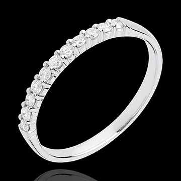 Alliance or blanc 18 carats semi pavée - serti griffes - 11 diamants