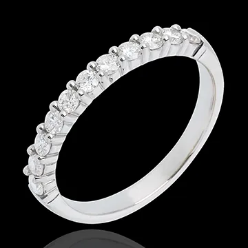 Alliance or blanc 18 carats semi pavée - serti griffes - 0.4 carats - 11 diamants