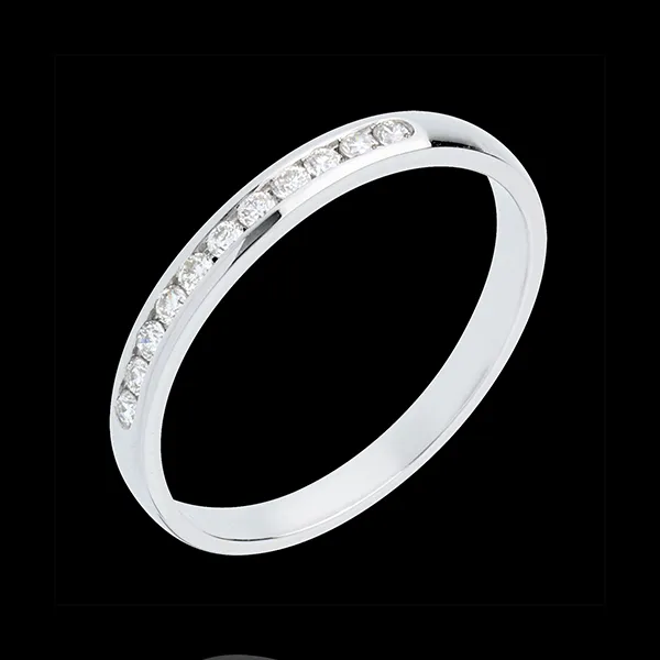 Alliance or blanc 18 carats semi pavée - serti rail - 11 diamants